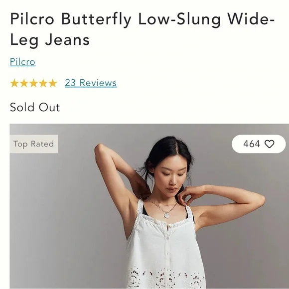 Pilcro butterfly low slung wide leg jeans online. - Picture 5 of 8